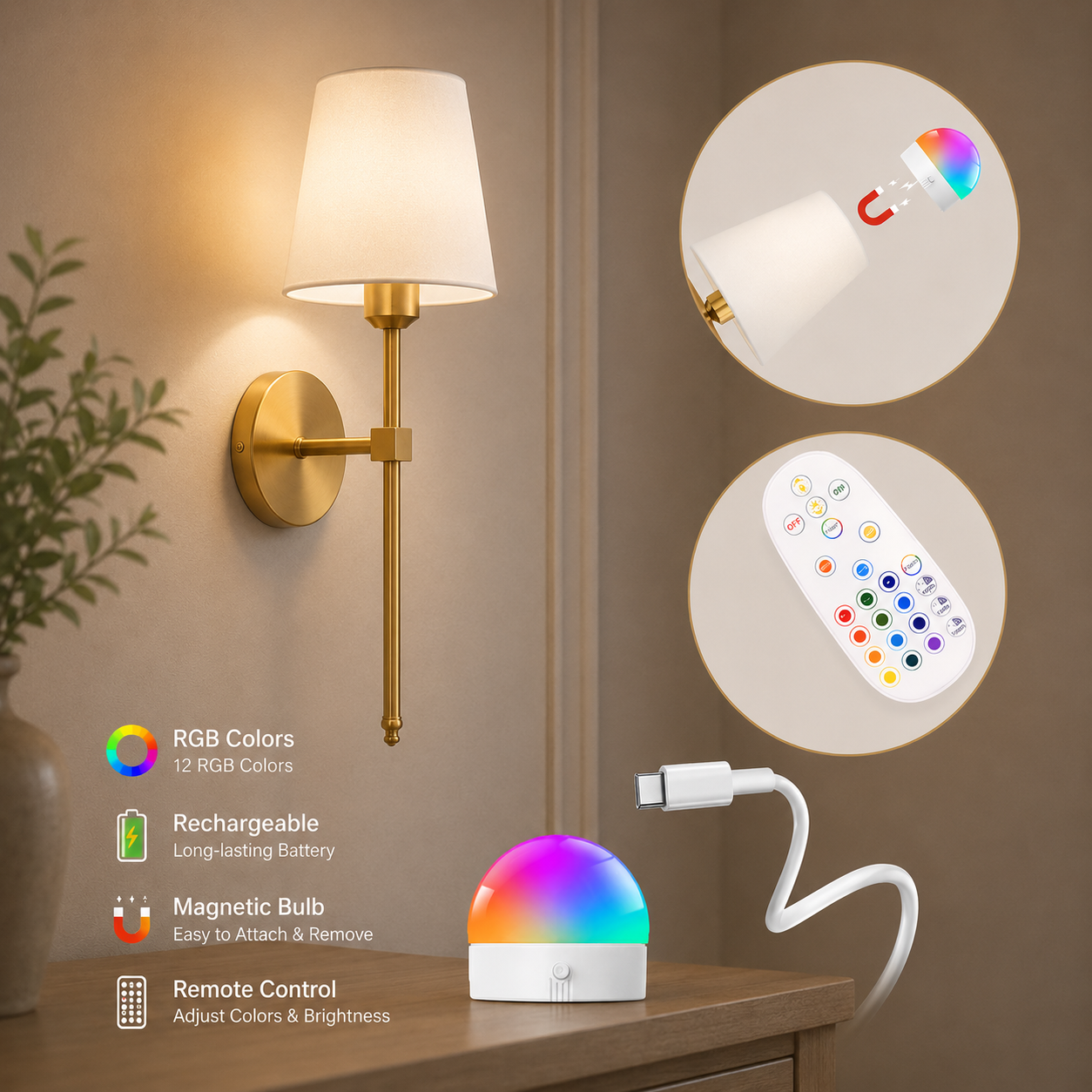 Velnee Cordless Wall Sconce
