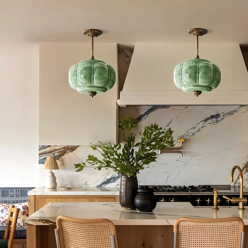Pumpkin Glass Semi Flush Mount Margot Pendant Light