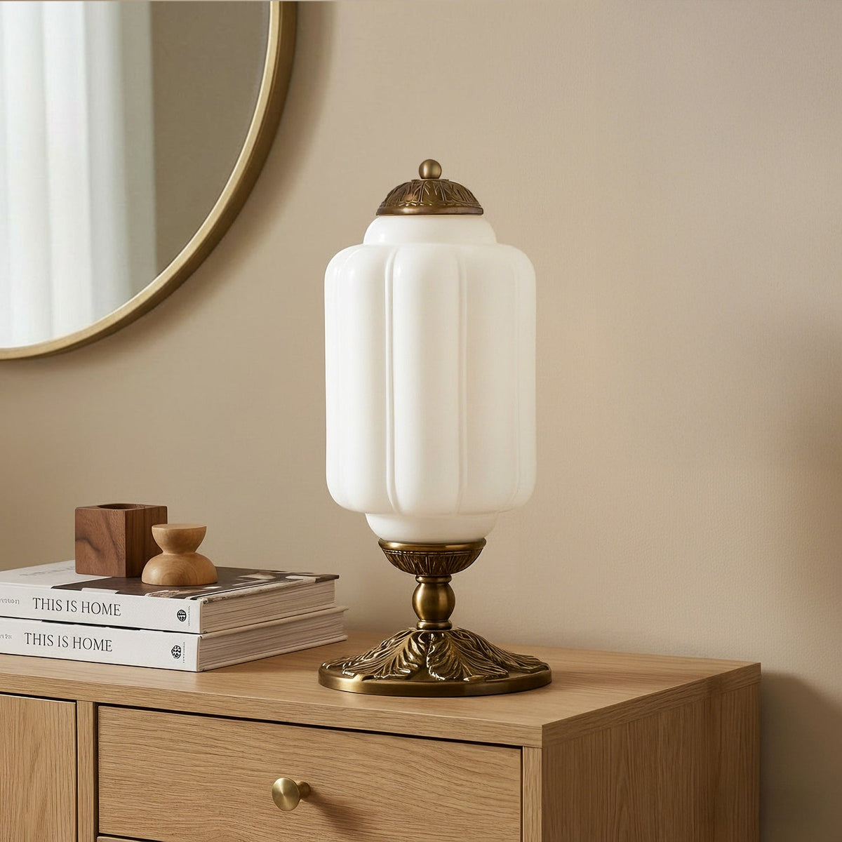 Vintage Glass Brass Margot Table Lamp