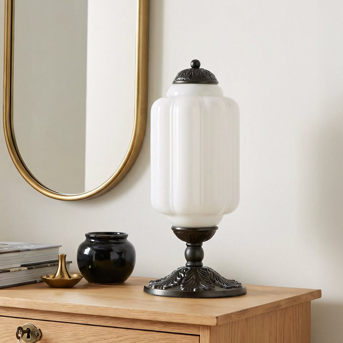 Vintage Glass Brass Margot Table Lamp