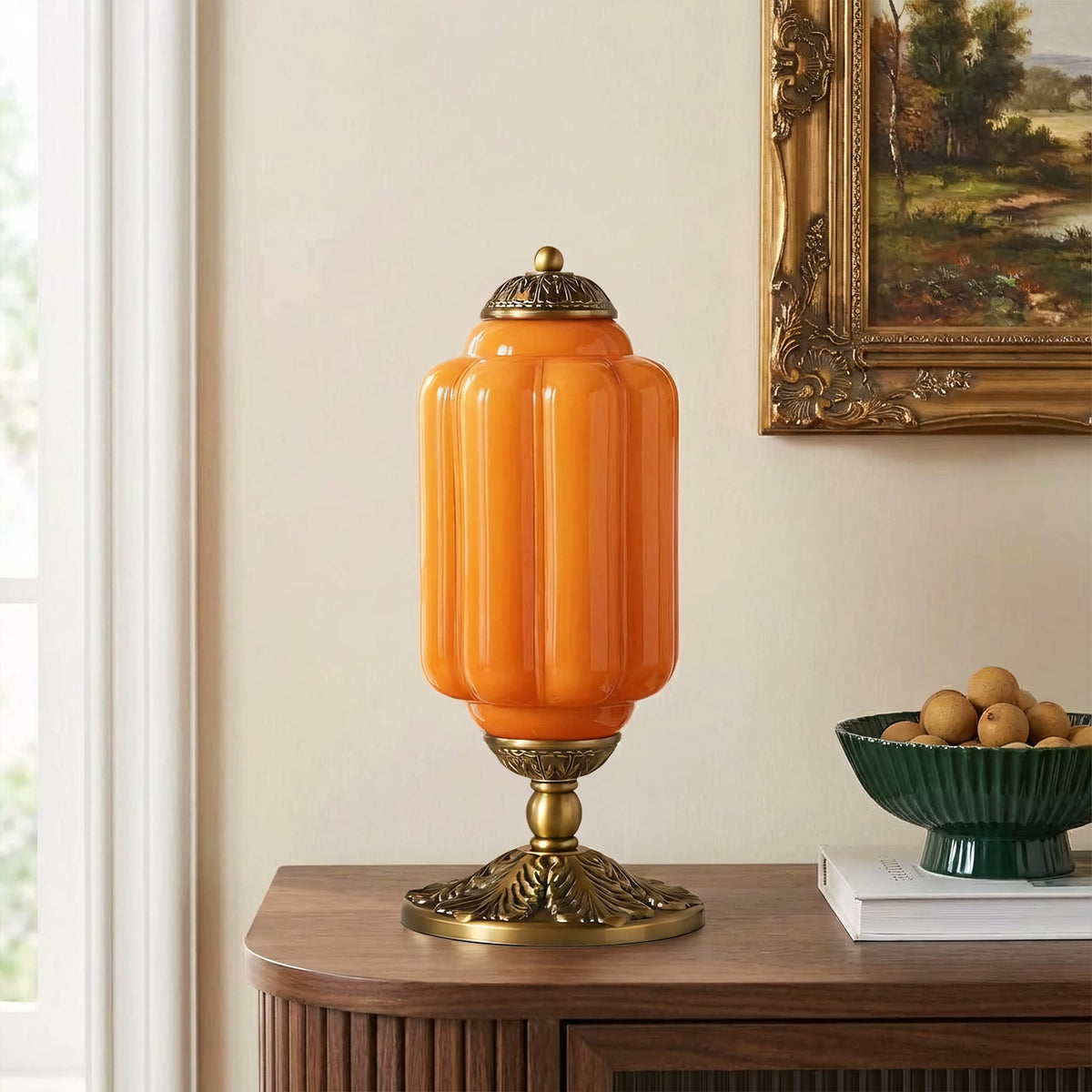 Vintage Glass Brass Margot Table Lamp