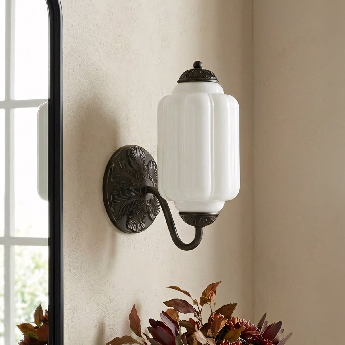 Vintage Glass Brass Margot Wall Sconce