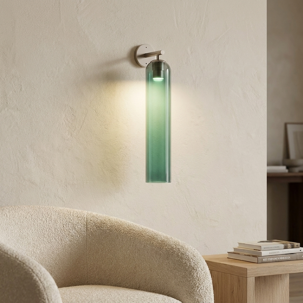 Art Glass Wall Sconce - Green / Sand Nickel