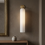Art Glass Wall Sconce - Frosted White / Gold
