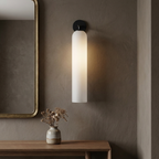 Art Glass Wall Sconce - Frosted White / Black
