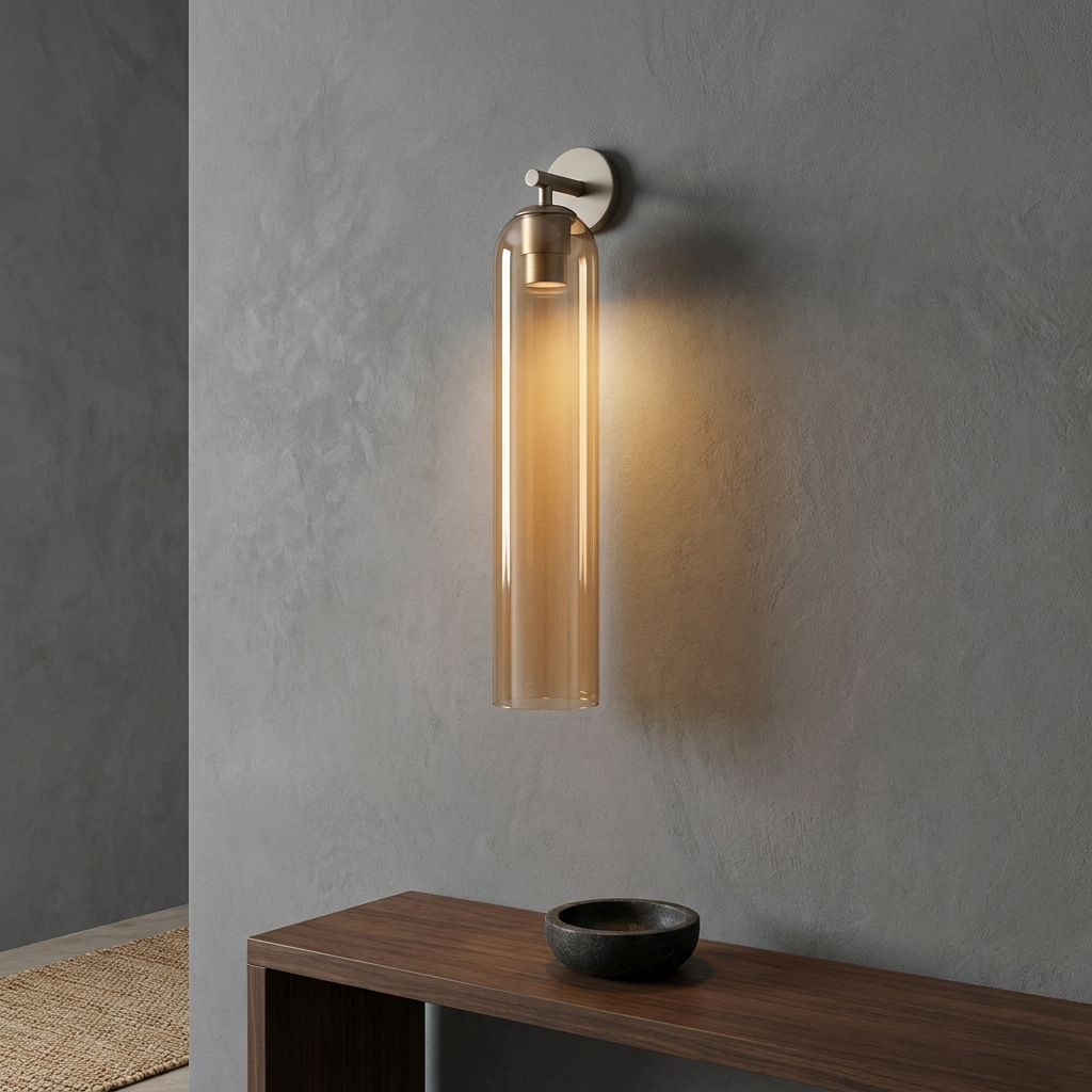 Art Glass Wall Sconce - Amber / Sand Nickel