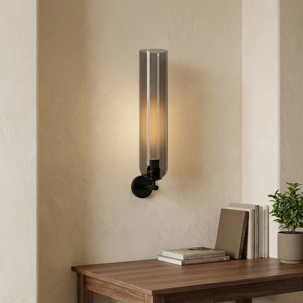 Art Glass Wall Sconce - Smoke Gray / Black