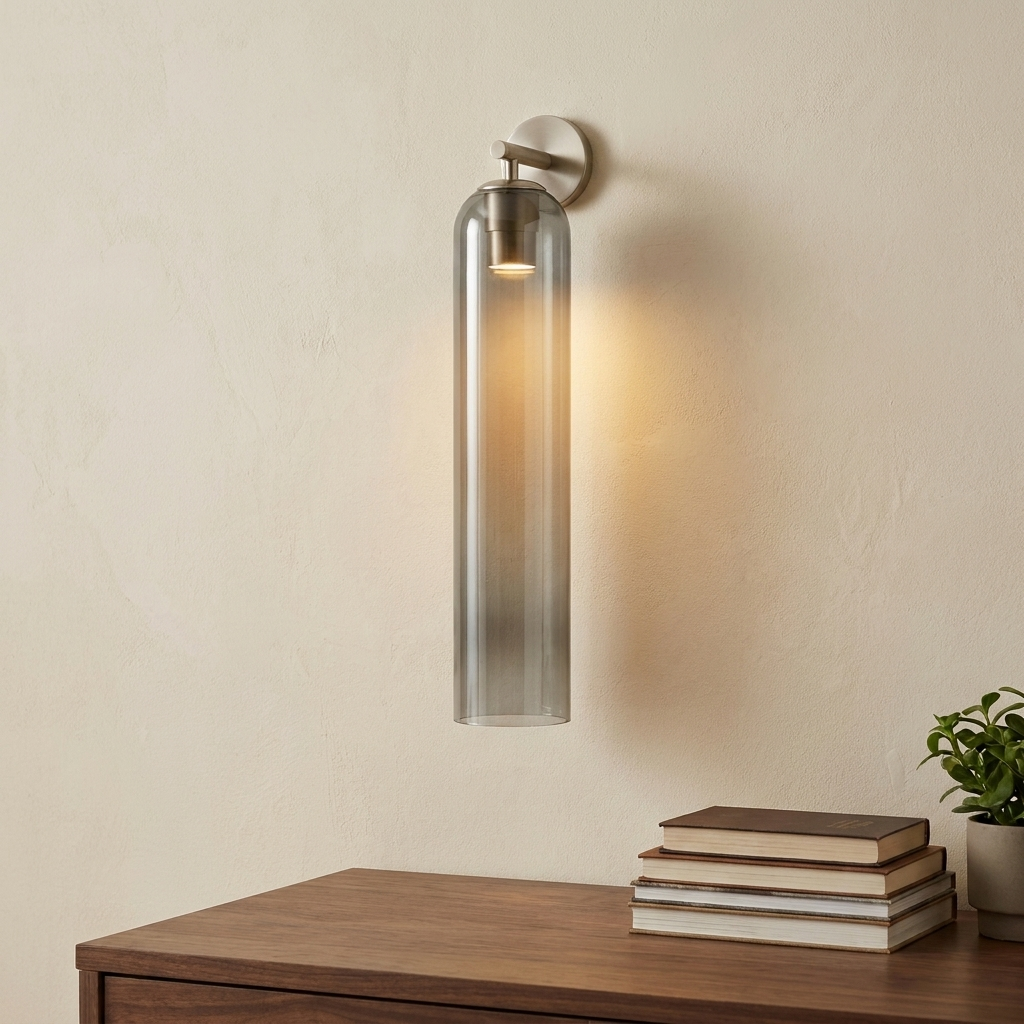 Art Glass Wall Sconce - Smoke Gray / Sand Nickel