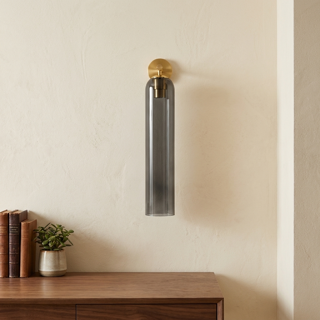 Art Glass Wall Sconce - Smoke Gray / Gold