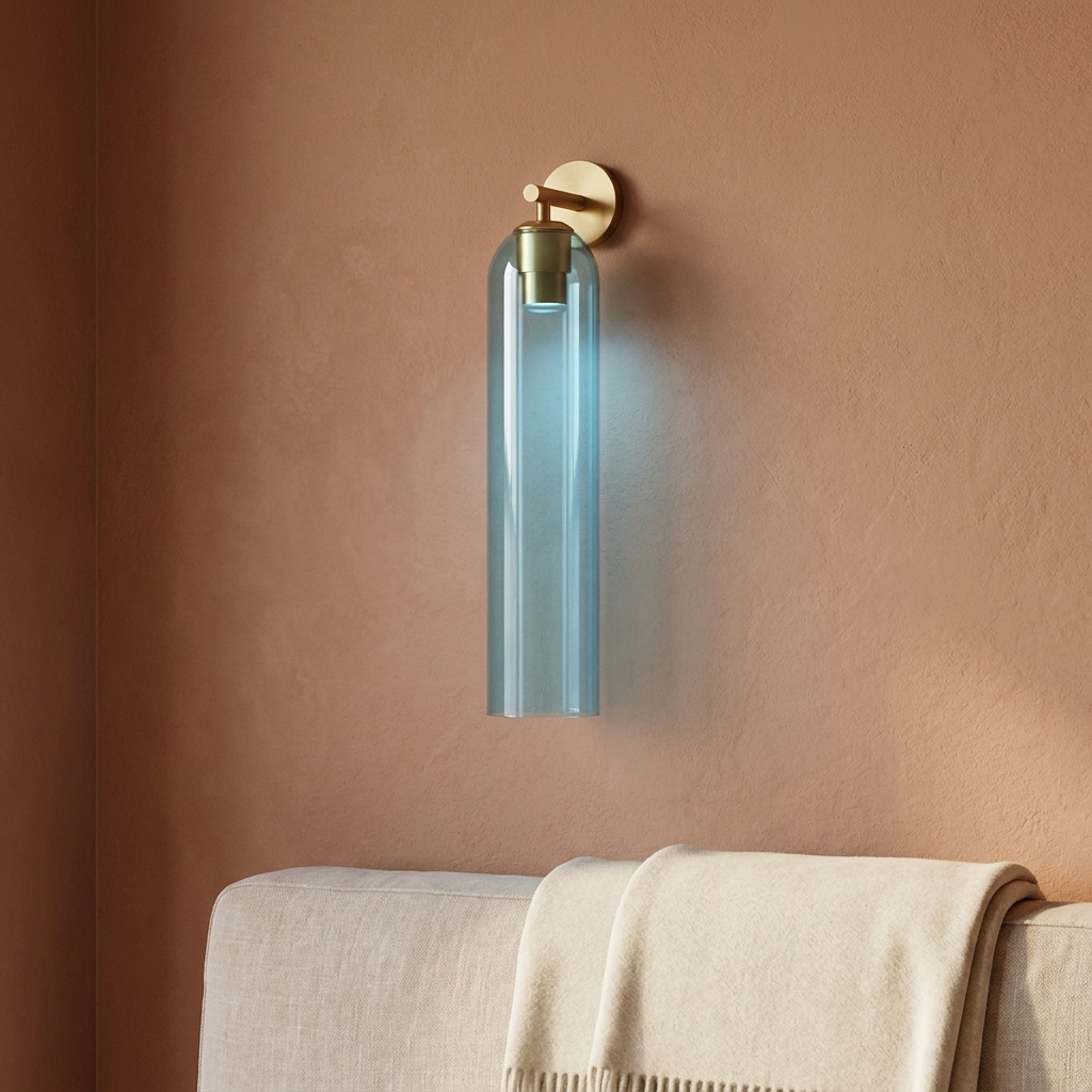 Art Glass Wall Sconce - Sky Blue / Gold