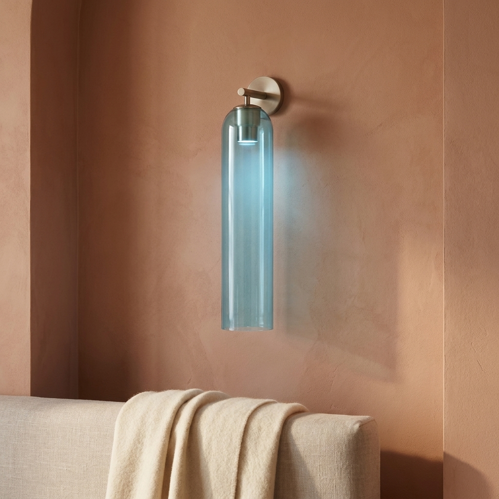 Art Glass Wall Sconce - Sky Blue / Sand Nickel