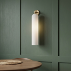 Art Glass Wall Sconce - Matte White / Gold