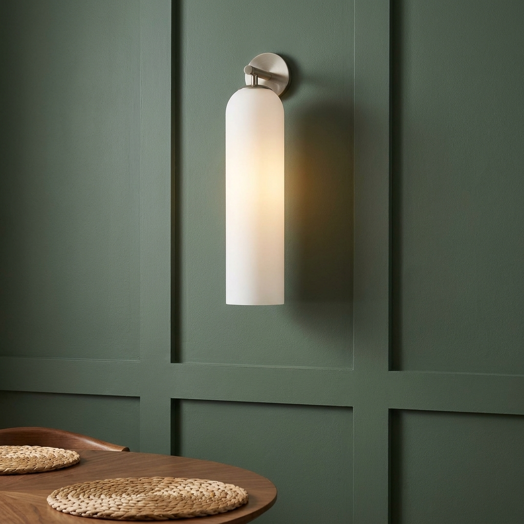 Art Glass Wall Sconce - Matte White / Sand Nickel
