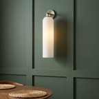 Art Glass Wall Sconce - Matte White / Sand Nickel