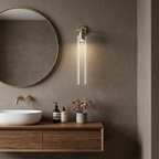 Art Glass Wall Sconce - Clear / Sand Nickel