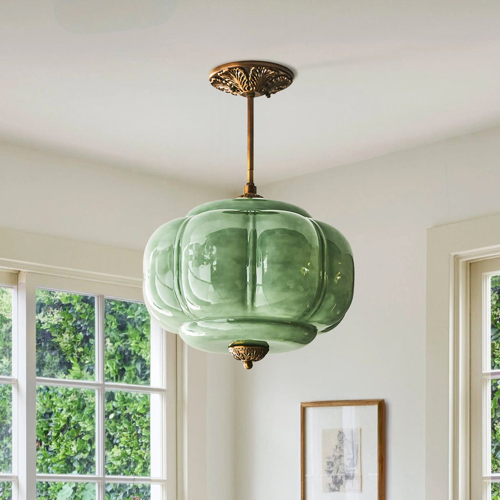 Pumpkin Glass Semi Flush Mount Margot Pendant Light