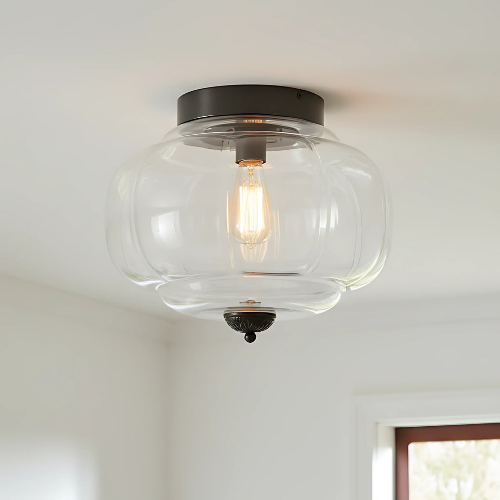 Pumpkin Glass Semi Flush Mount Margot Glass Ceiling Light