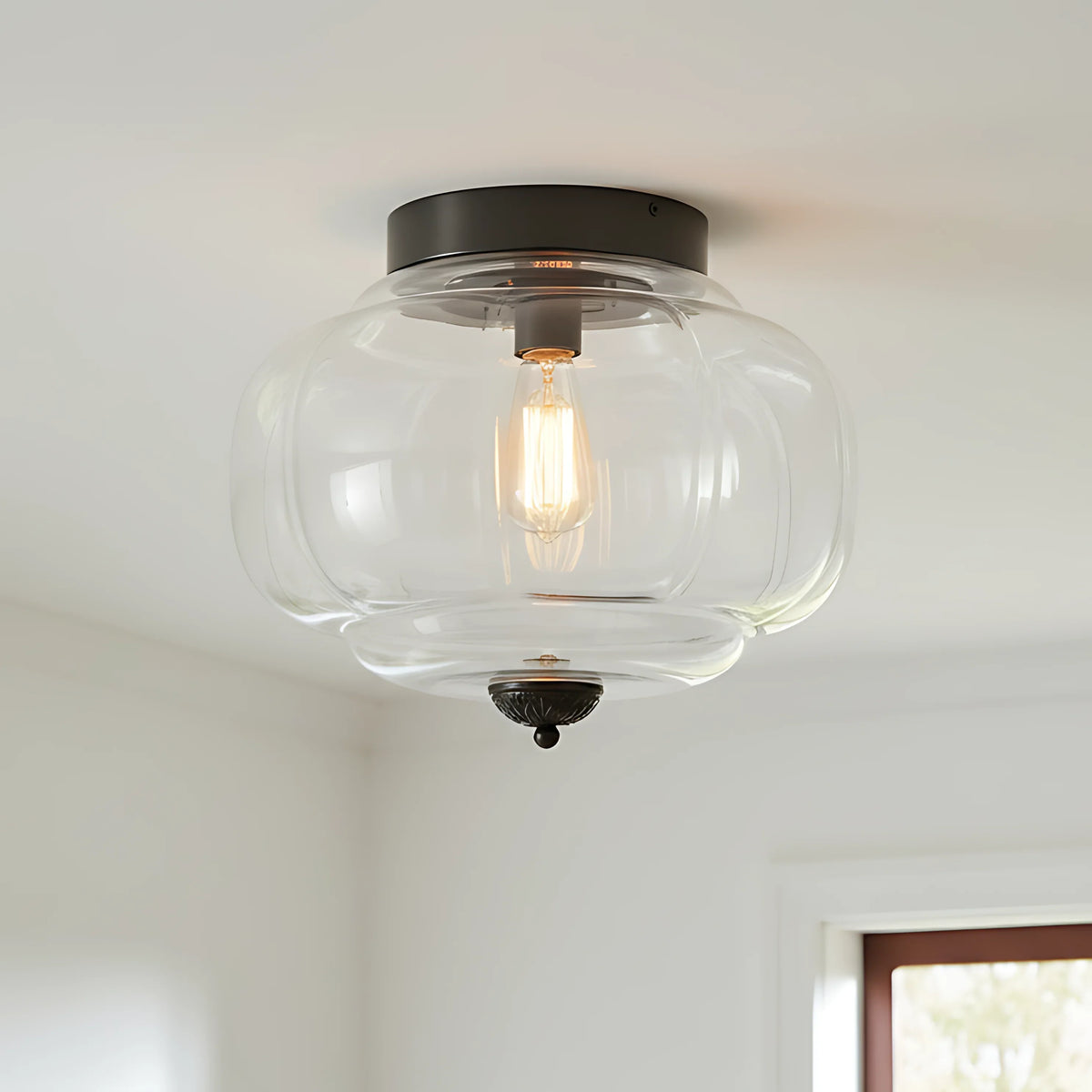 Pumpkin Glass Semi Flush Mount Margot Glass Ceiling Light